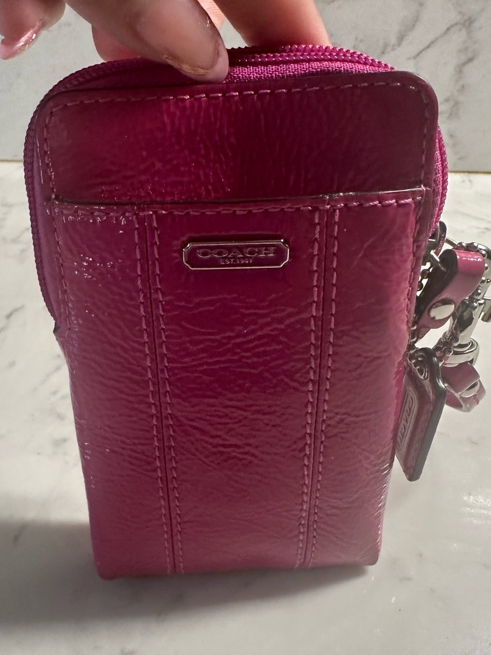 Coach Patent Leather Wristlet in Vibrant Magenta - Picture 8 of 11